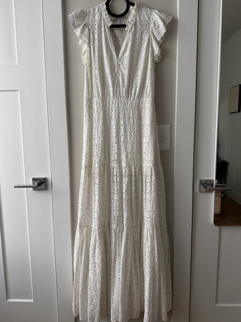 Veronica Beard Satori Eyelet V-Neck Maxi Dress with Side Slit - Picture 4 of 7